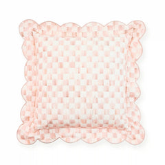 Mocha Check Reversible Scalloped Throw Pillow