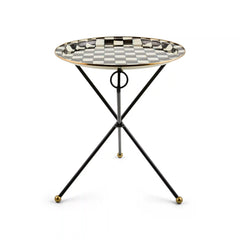 Sterling Check Enamel Tilt Accent Table