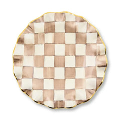 Mocha Check Ceramic Fluted Dessert Plate