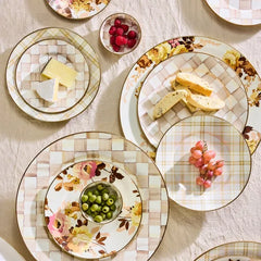 Mocha Check Salad Plate