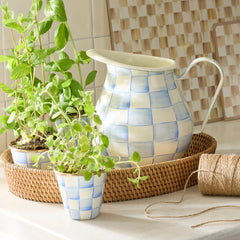 Violet Check Herb Pots, Set of 3