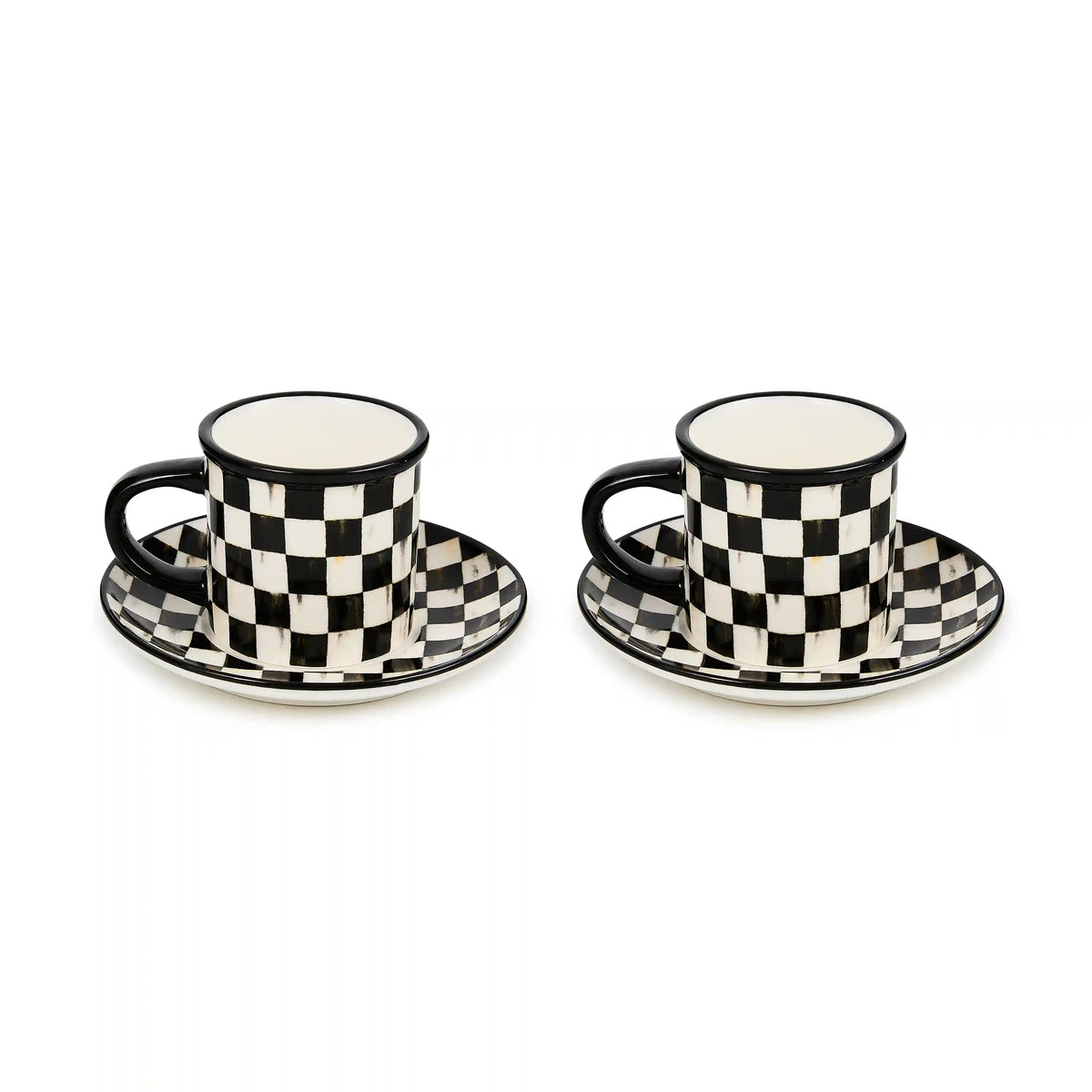 Rosy Check Espresso Cup & Saucer, Set of 2
