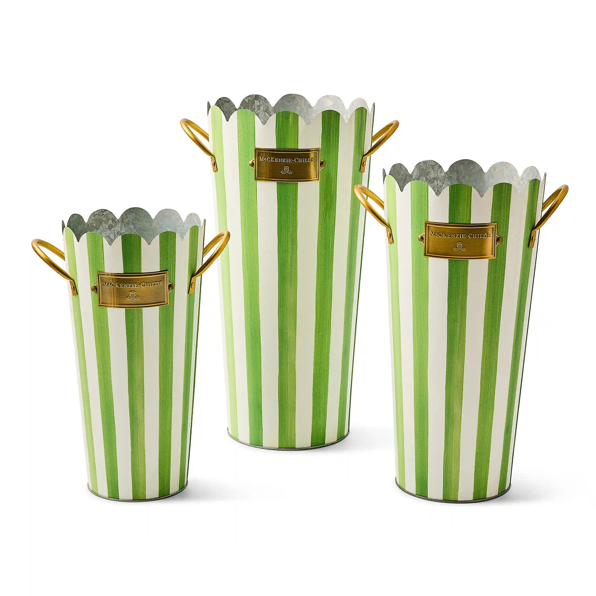 Rosy Stripe Flower Buckets, Set of 3