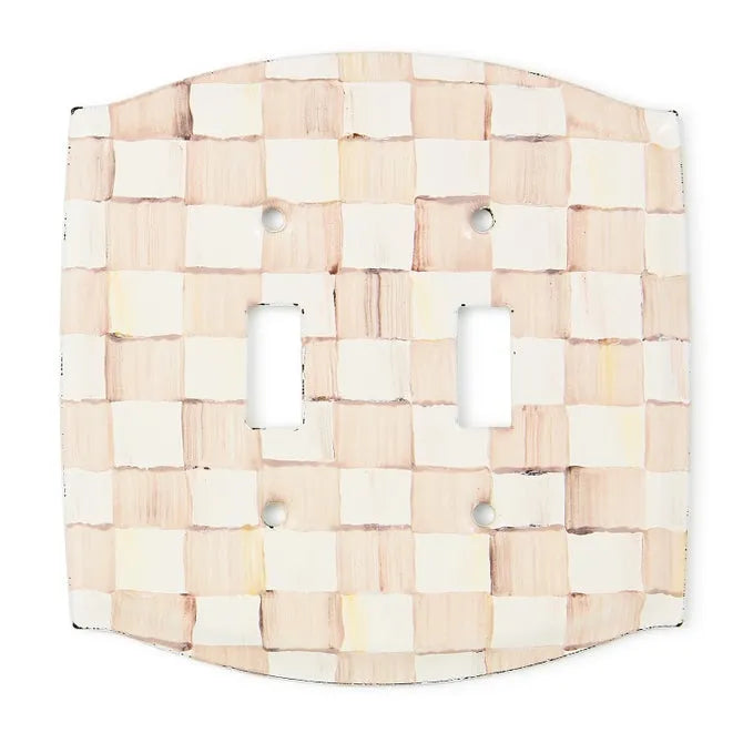 Mocha Check Double Toggle Switch Plate
