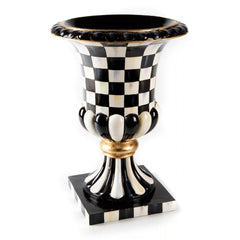 Mocha Check Tabletop Pedestal Urn