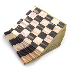 Emerald Check Cocktail Paper Napkins