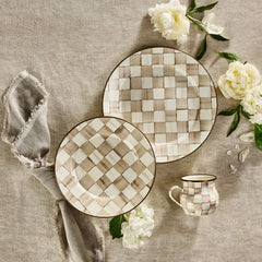 Mocha Check Dinner Plate