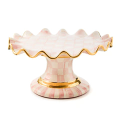 Mocha Check Ceramic Fluted Cake Stand