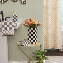 Mocha Check Pillar Vase