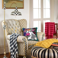 Mocha Check Farmhouse Floor Lamp