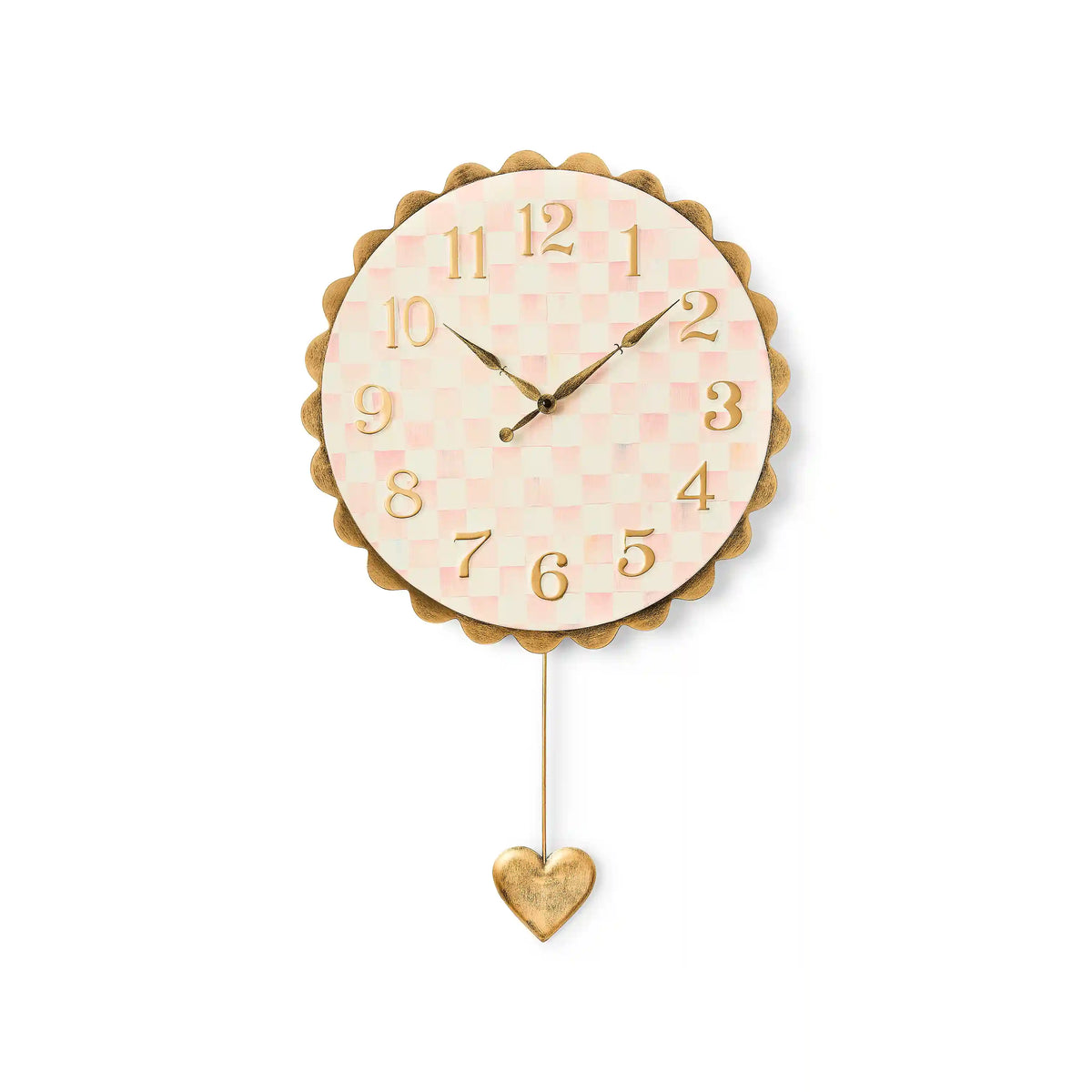 Courtly Check Heart Pendant Wall Clock
