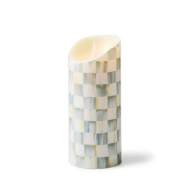 Sterling Check Flicker 7" Pillar Candle