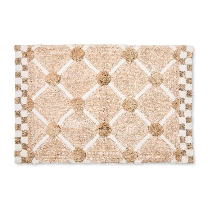 Taupe Lattice & Dot Bath Rug