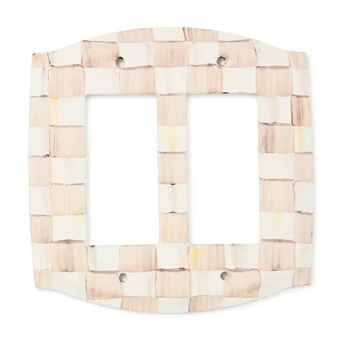 Mocha Check Double Rocker Switch Plate