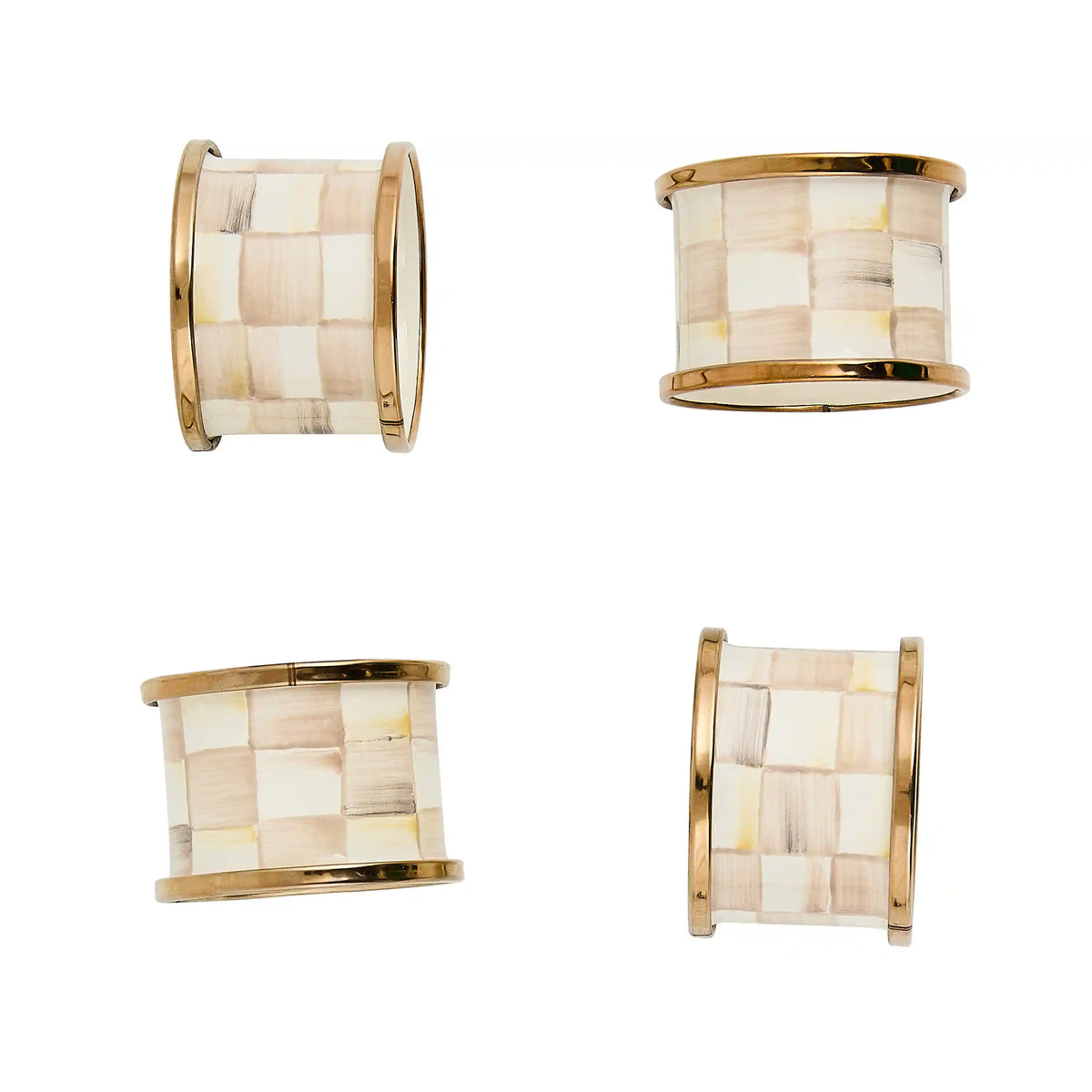 Emerald Check Napkin Rings, Set of 4