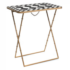 Mocha Check Cocktail Trays, Set of 4