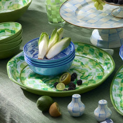 Green Marble Check Melamine Large Platter
