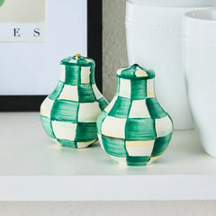 Mocha Check Salt & Pepper Shakers