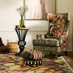 Mocha Check Pedestal Accent Table