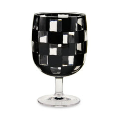 Black Check Acrylic Water Goblets, Set of 4