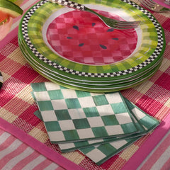 Emerald Check Cocktail Paper Napkins