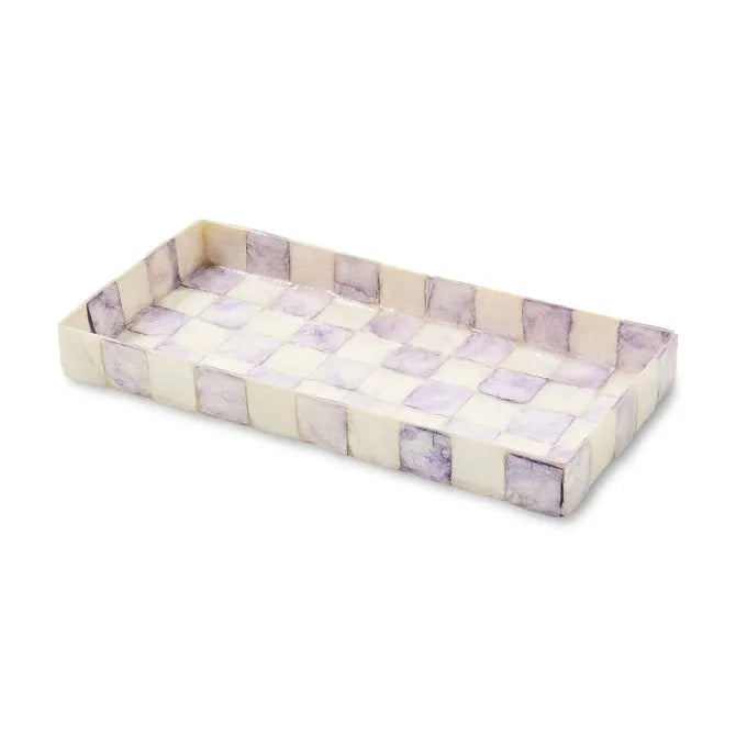 Violet Check Capiz Vanity Tray