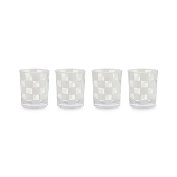 White Check Acrylic Tumblers, Set of 4