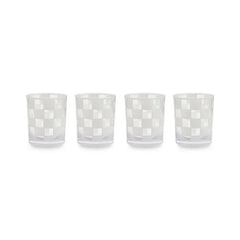 White Check Acrylic Tumblers, Set of 4