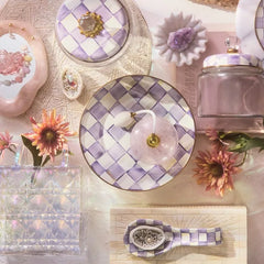 Violet Check Dinner Plate