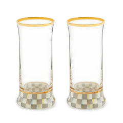 Sterling Check Highball Glass, Set of 2