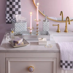 Sterling Check Glass Vanity Tray
