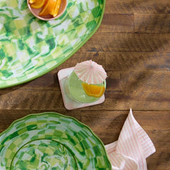 Green Check Acrylic Tumblers, Set of 4