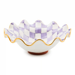 Violet Check Medium Ceramic Fluted Serving Bowl
