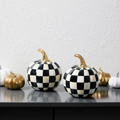 Classic Sterling Check Mini Pumpkin Set of 2