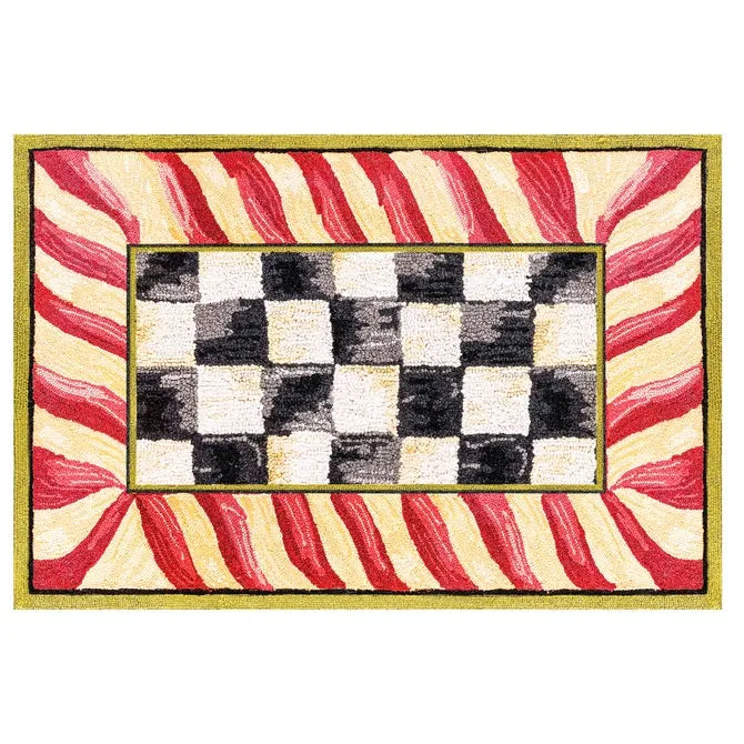 Courtly Check Red & Gold 2' x 3' Washable Rug