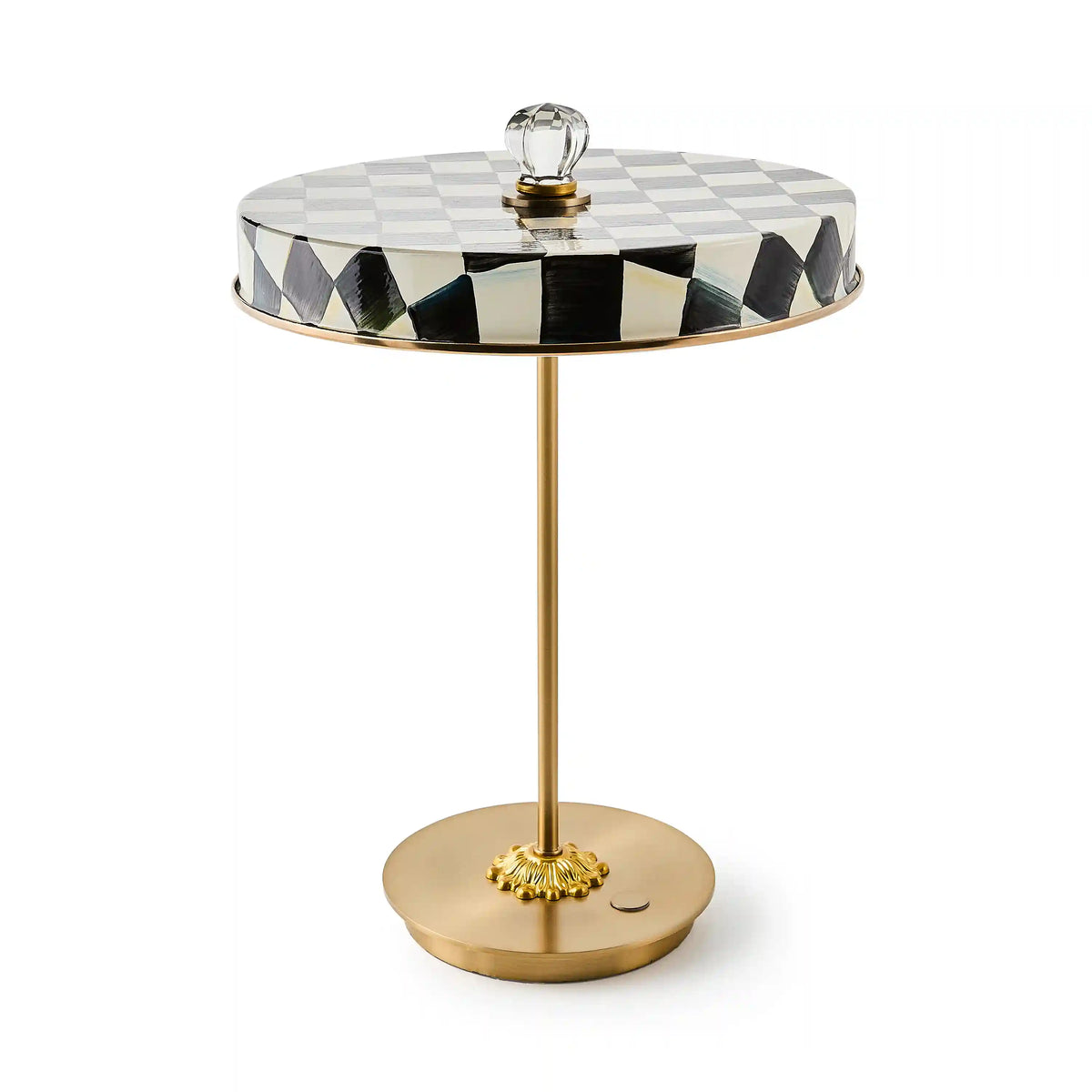 Mocha Check LED Rechargeable Disk Table Lamp