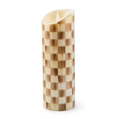 Mocha Check Flameless 5" Pillar Candle
