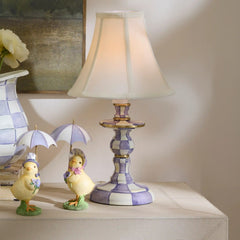 Mocha Check Candlestick Lamp