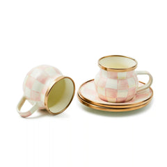 Sterling Check Espresso Cup & Saucer Set