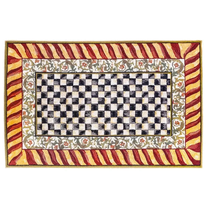 Courtly Check Red & Gold 5' x 7'6" Washable Rug