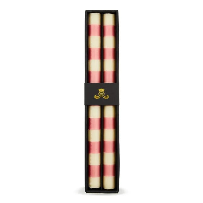 Bands Pink Dinner Candles, Set of 2