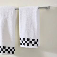 Hand Towel with Black Check Border