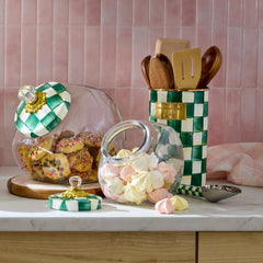 Violet Check Utensil Holder