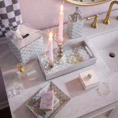 Sterling Check Glass Vanity Tray