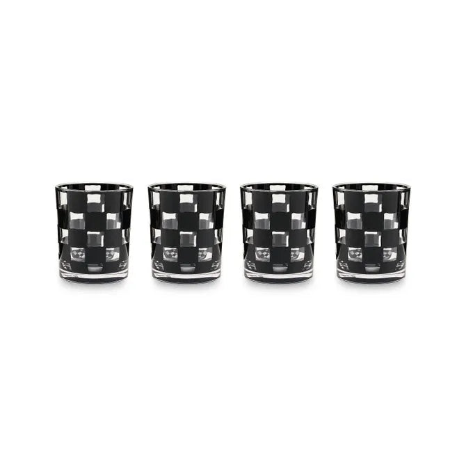 Black Check Acrylic Tumblers, Set of 4