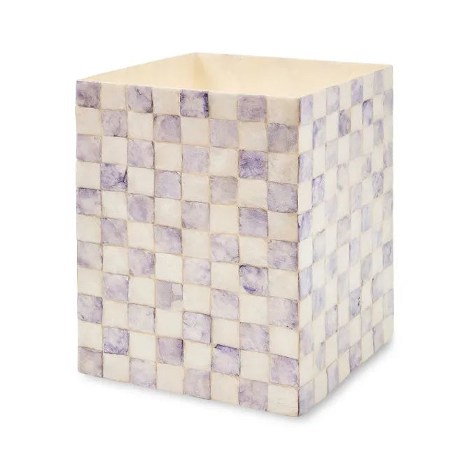 Violet Check Capiz Waste Bin